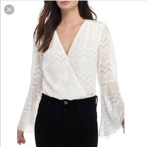 WAYF ❤️ chevron metallic bell sleeve blouse